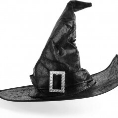 כובע מכשפה שחור עם אבזם - 